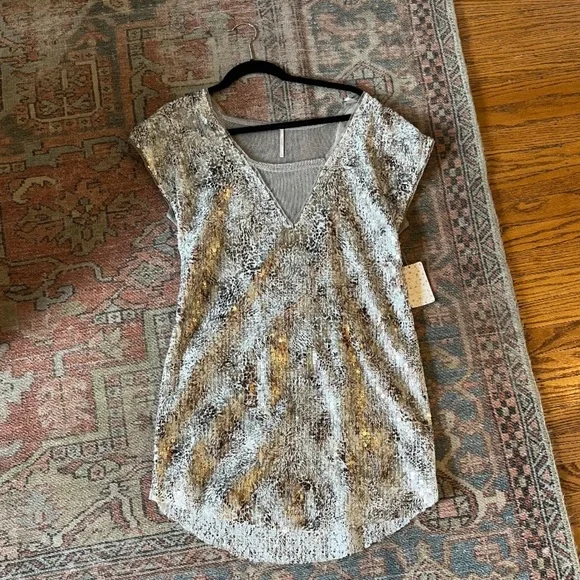 Free People Silver Shimmery Dress! - Picture 1 of 3
